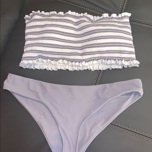 ZAFUL Smocked Grey Bikini Set
